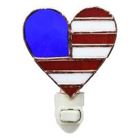Stained Glass Patriotic Heart Nightlight-GE258