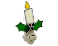 Stained Glass White Candle Nightlight-GE273