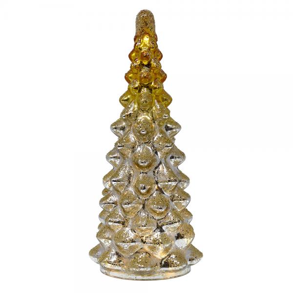 Gold & Silver Mercury Glass LED Tree Small
