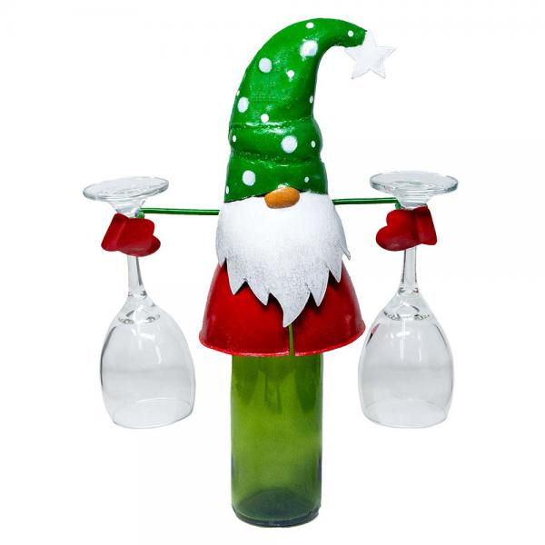 Gnome Wine Bottle and Glass Holder