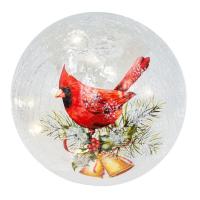 Bells & Cardinal LED Crackle Glass 6 inch Globe-GE3044