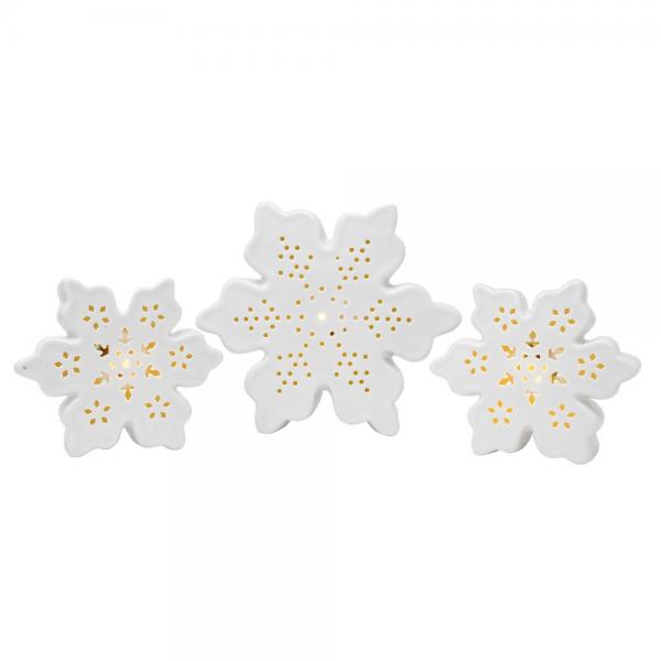 3 Piece Porcelain LED Snowflake Set