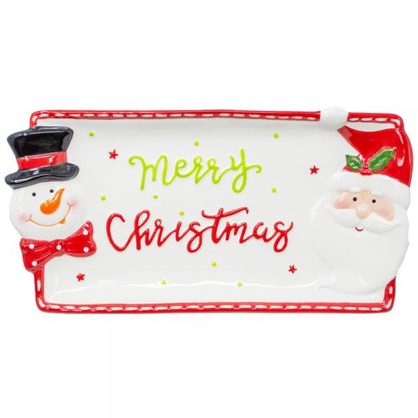 Merry Christmas Ceramic Cookie Platter