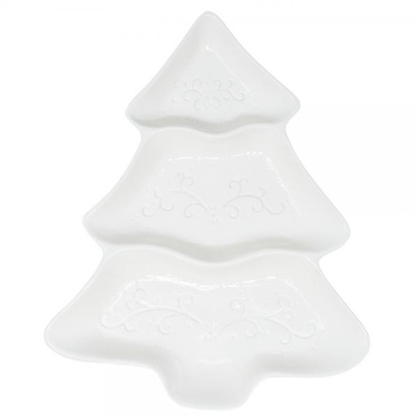 White Ceramic Christmas Tree Platter