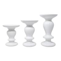 3 Piece Cream Ceramic Pillar Holder Set-GE3073