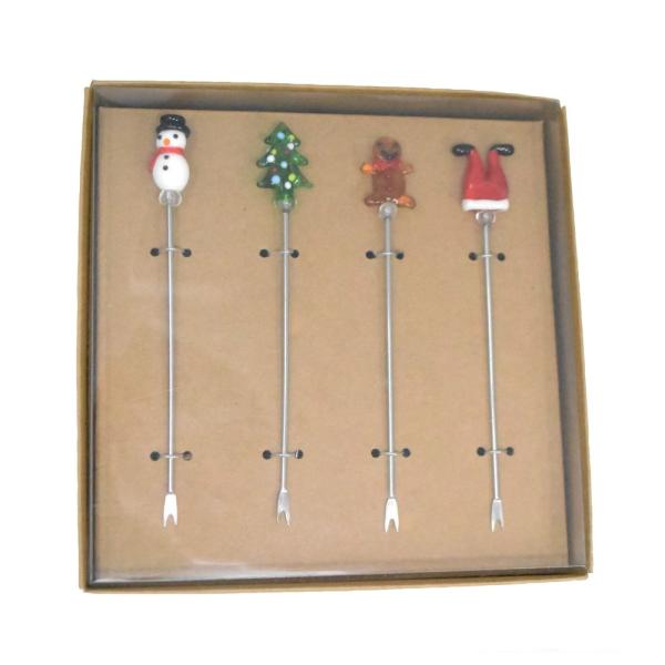 Christmas Picks 4pc Set - Tree, Snowman, Pants, Gingerbread Man