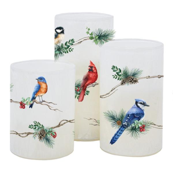 Birds on Bough LED Pillar Set