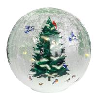 Birds on a Tree LED Crackle Glass 6 inch Globe-GE3095