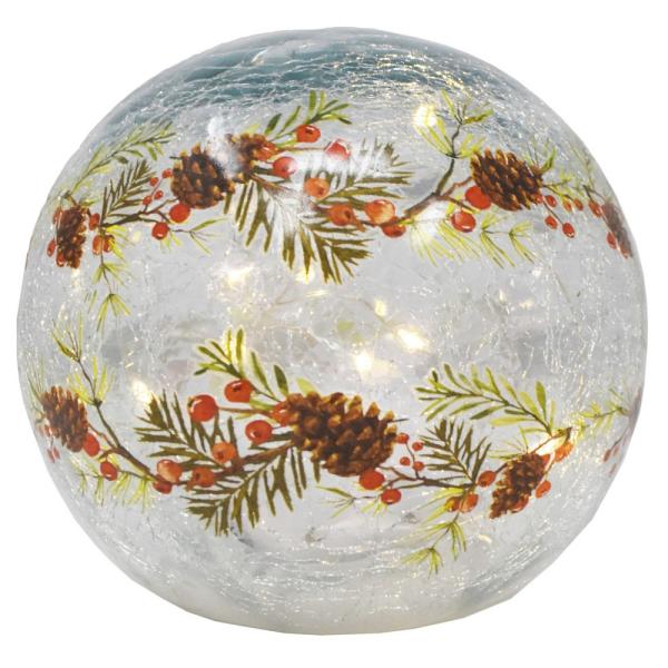 LED Pinecone 6 inch Crackle Glass Globe