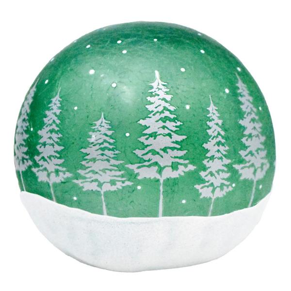 Silver Forest LED Crackle Glass 6 inch Green Globe