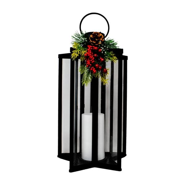 19 Inch Star Lantern with Greenary and LED Candle 19 Inch Star Lantern with Greenary and LED Candle