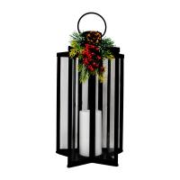 19 Inch Star Lantern with Greenary and LED Candle-GE3105
