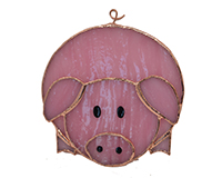 Stained Glass Pink Pig Suncatcher-GE313