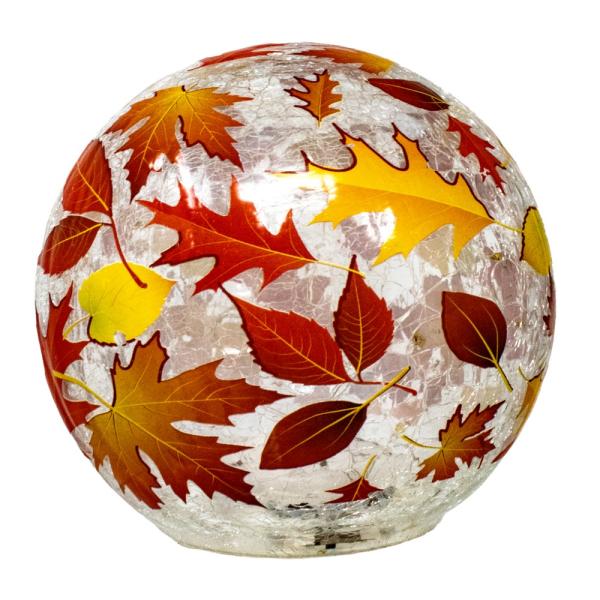 Fall Leaves LED Crackle Glass 6 inch Globe Fall Leaves LED Crackle Glass 6 inch Globe