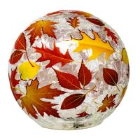Fall Leaves LED Crackle Glass 6 inch Globe-GE3133