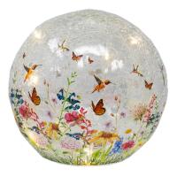 Hummingbird Crackle Glass 6 inch Globe-GE3139