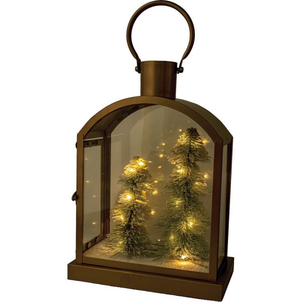 12-Inch Gold Two-Tree Light Box Lantern