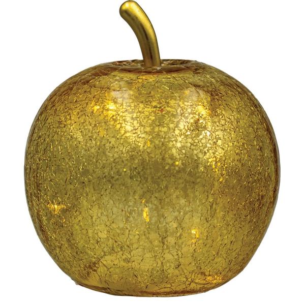 Golden Textured Glass Apple Decorative Accent