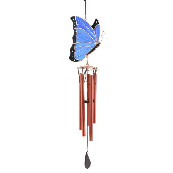 Blue Butterfly Stained Glass Wind Chime