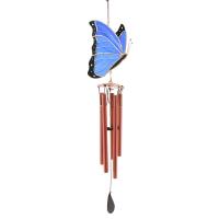 Blue Butterfly Stained Glass Wind Chime-GE355