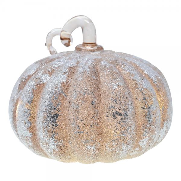 Small Frosted Taupe LED Pumpkin