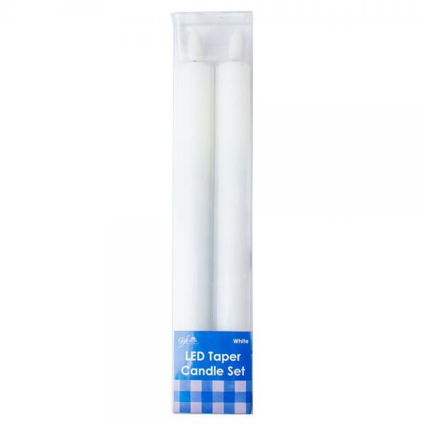 Set of 2 LED Warm White Taper Candles