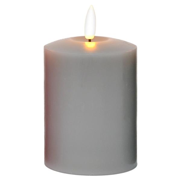 Gray LED Pillar Candle 4 Inch