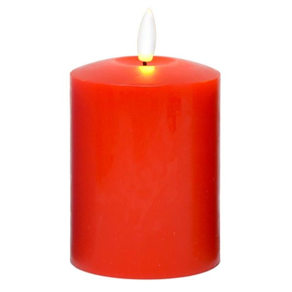Red LED Pillar Candle 4 Inch