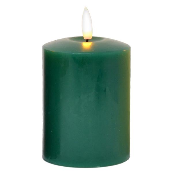 Green LED Pillar Candle 4 Inch