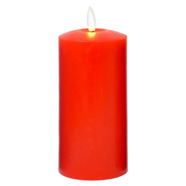 Red LED Pillar Candle 6 inch