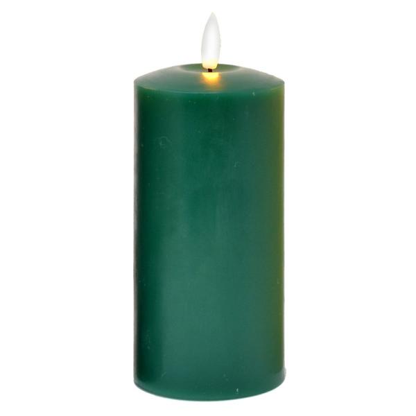 Green LED Pillar Candle 6 inch