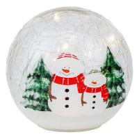 Cozy Snowman Crackle Glass 6 inch Globe-GE508
