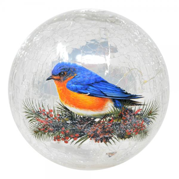 Bluebird Crackle Glass 6 inch Globe