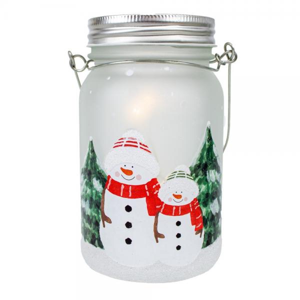 Cozy Snowmen LED Mason Jar with Timer