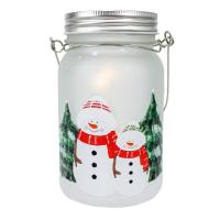 Cozy Snowmen LED Mason Jar with Timer-GE512