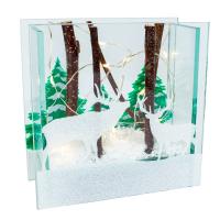 Woodland Animals Small LED Glass Box with Timer-GE514
