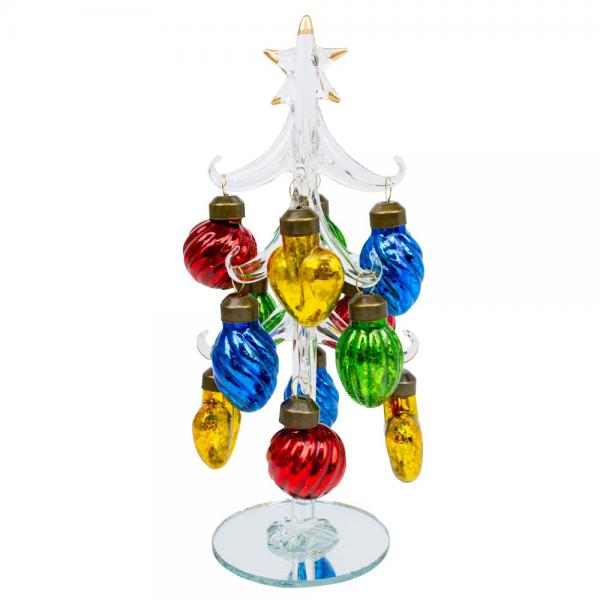 Clear Glass Tree 8 inch with Antique Ornaments