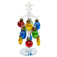 Clear Glass Tree 8 inch with Antique Ornaments-GE526