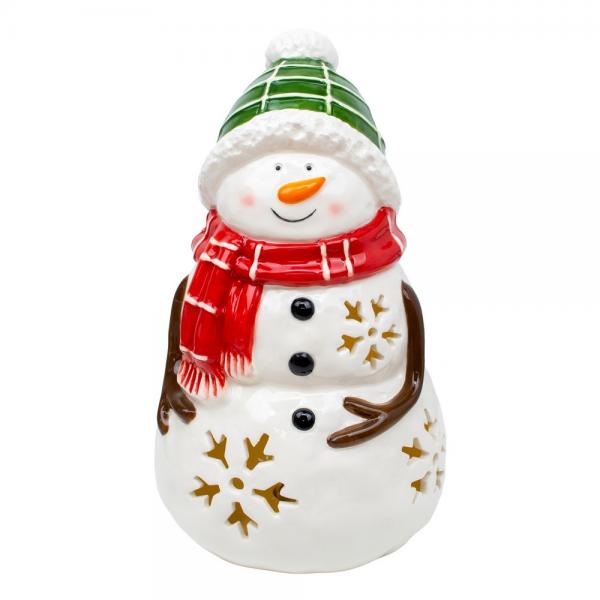 Cozy Ceramic Snowman with LED