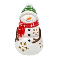 Cozy Ceramic Snowman with LED-GE535