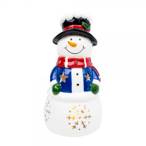 Top Hat Snowman Tea Light Holder with LED Tea Light