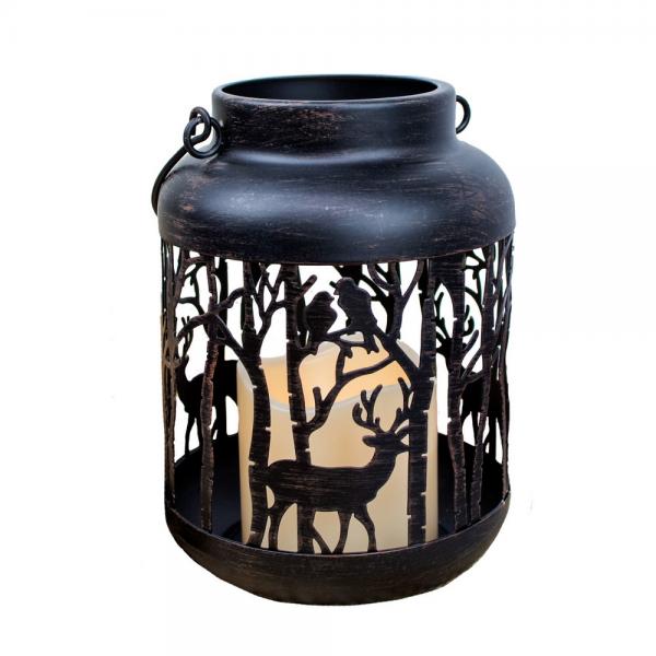 Bronze Woodland LED Lantern with Timer