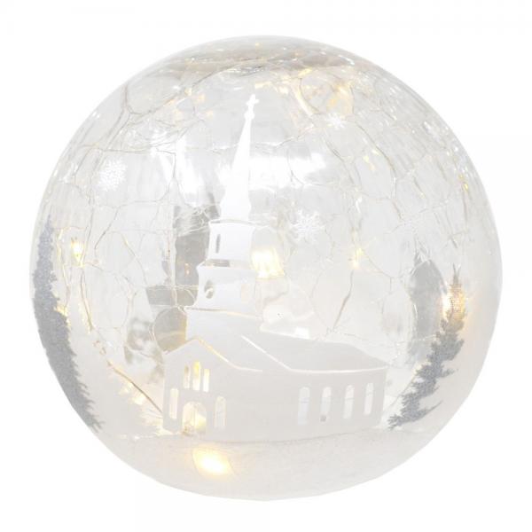 Snowy Church Crackle Glass 6 inch Globe