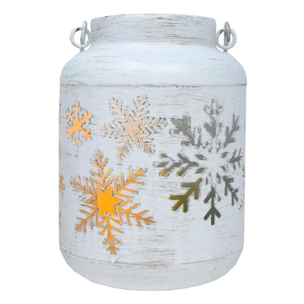 White Snowflake LED Lantern with Timer