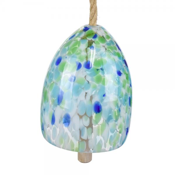 Green and Blue Blown Glass Bell
