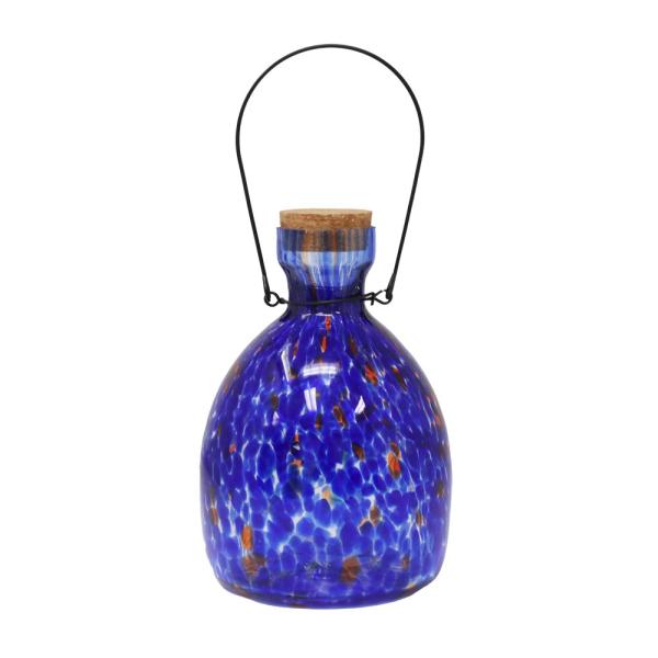 LED Blown Glass Cobalt Lantern