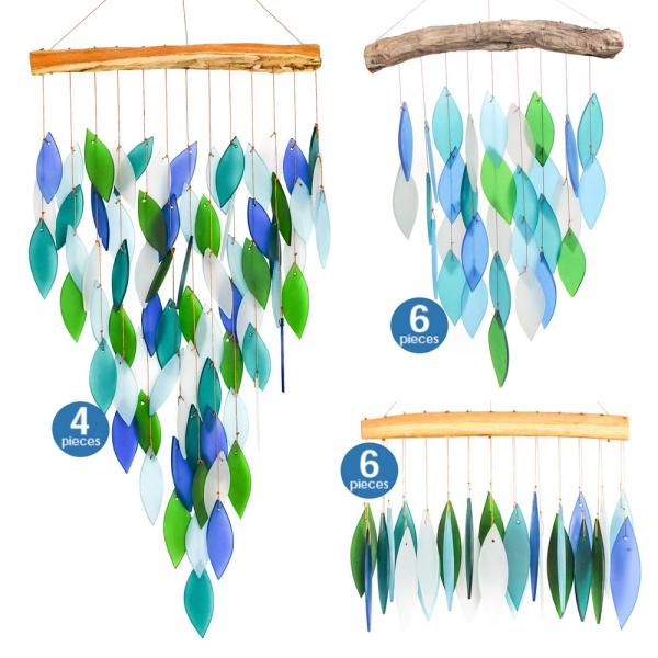 Best Selling Ocean Blues Glass Chimes Assortment