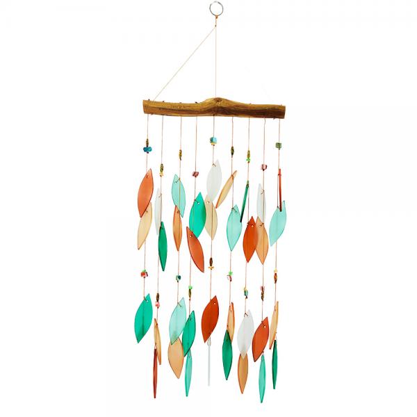 Coral and Teal Beaded Glass Chime