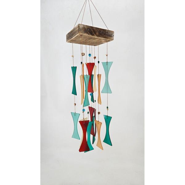 Coral and Teal Square Glass Chime