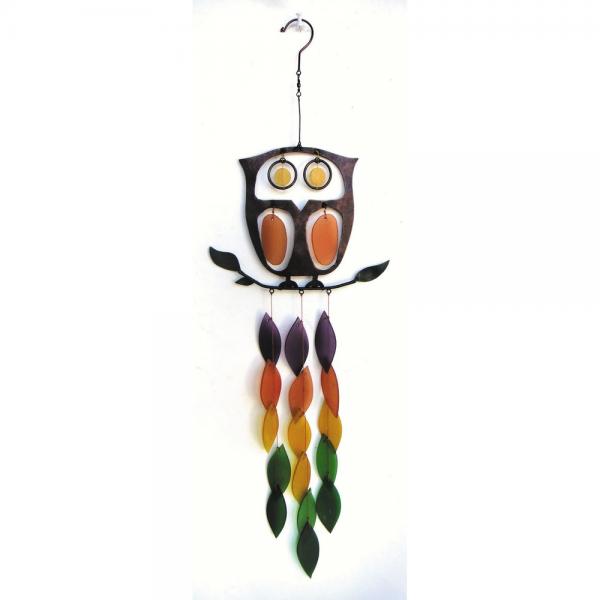 Retro Owl Metal and Glass Chime